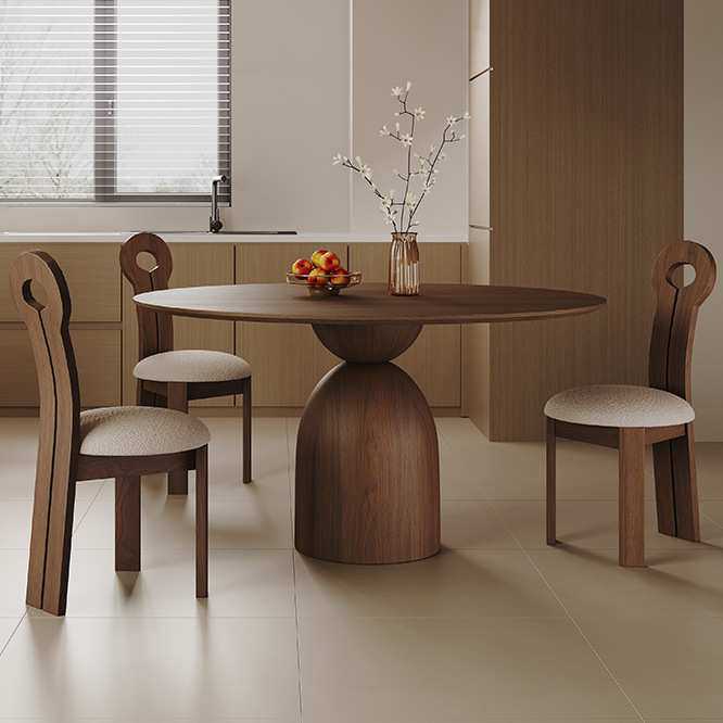 中古风实木圆形餐桌转盘法式复古胡桃色圆桌家用小户型设计师饭桌,3C数码配件,摄像机配件,淘宝优惠券,粉丝福利购,淘宝优惠卷