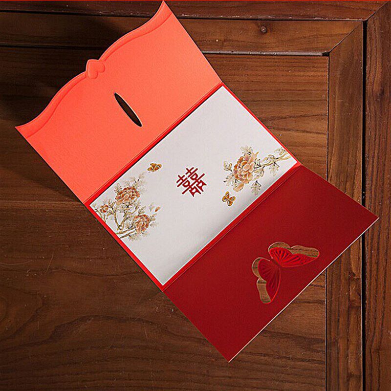 个性婚庆请帖 欧式喜字结婚请定 式020婚礼创意三折2喜帖柬制打印