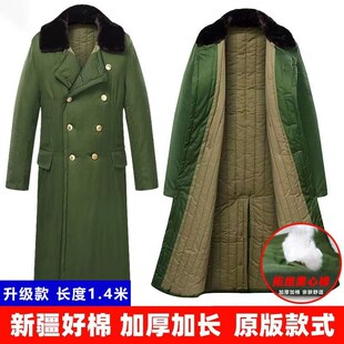 新款保暖军大衣男款冬季加厚超长款绿色少将防寒服女式老棉袄外套