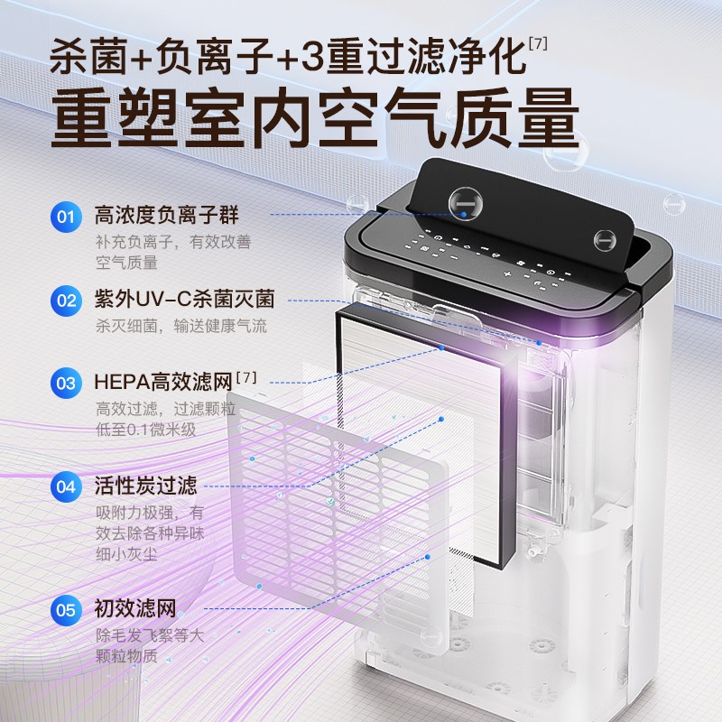 百斯腾空气净化器C5除湿机家用轻音卧室抽湿机室内干燥机地下吸湿