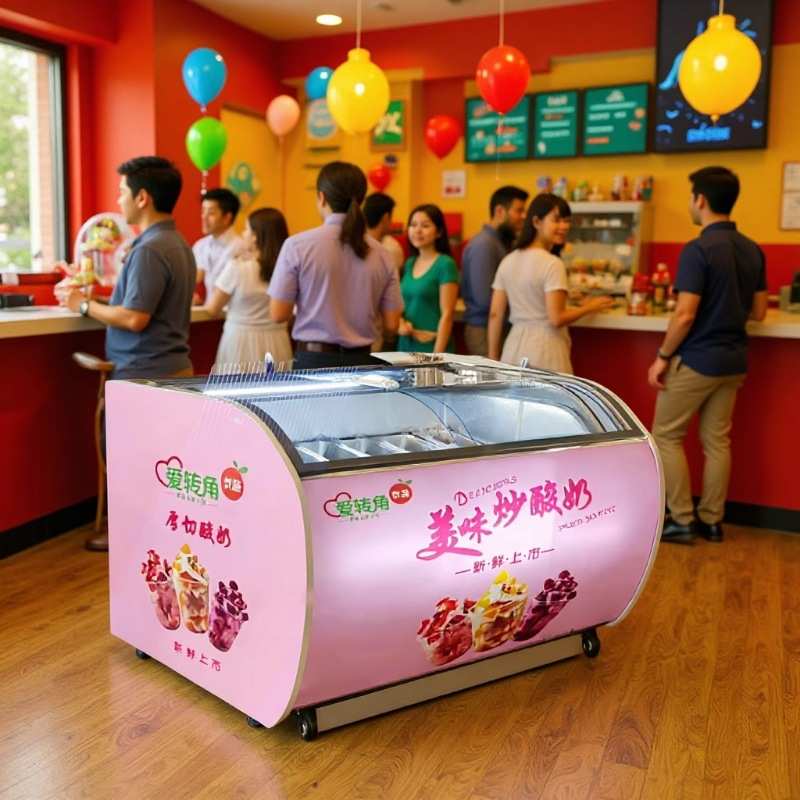 绿科冰淇淋柜厚切炒酸奶展示柜雪糕商用自助冰淇淋gelato冰柜