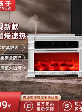 扬子语音加湿取暖器家用速热暖风机烤火炉浴室3D仿真火焰电暖器