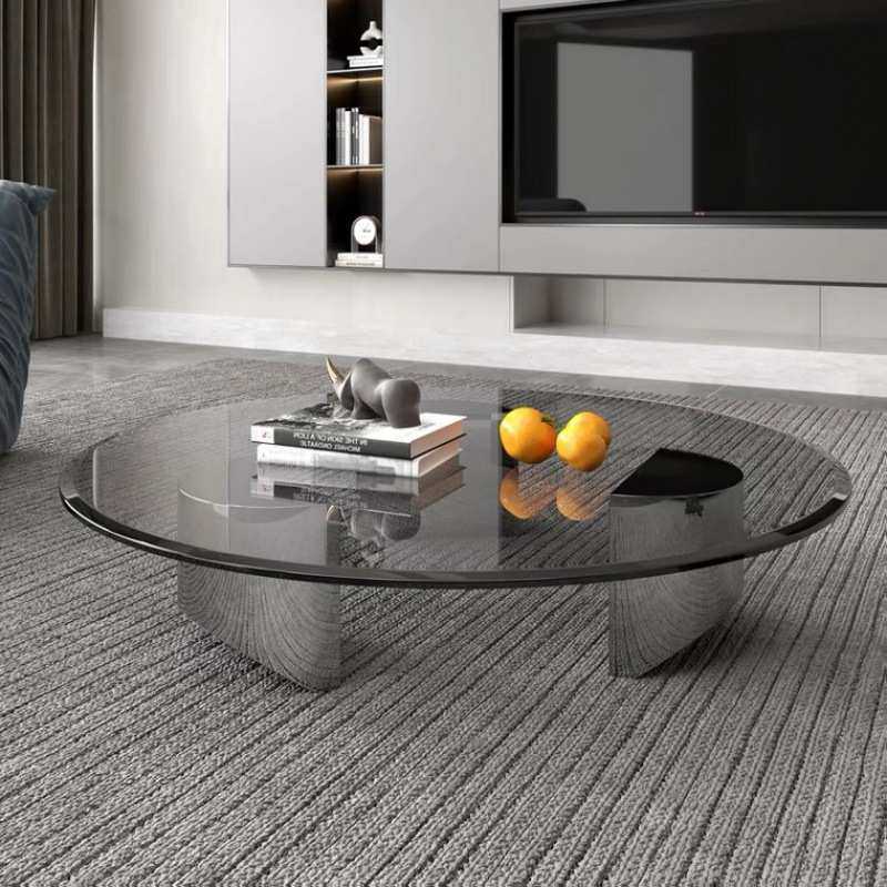 意式钢化玻璃茶几家用小户型客厅沙发茶几桌设计师款圆形岩板茶几,3C数码配件,摄像机配件,淘宝优惠券,粉丝福利购,淘宝优惠卷