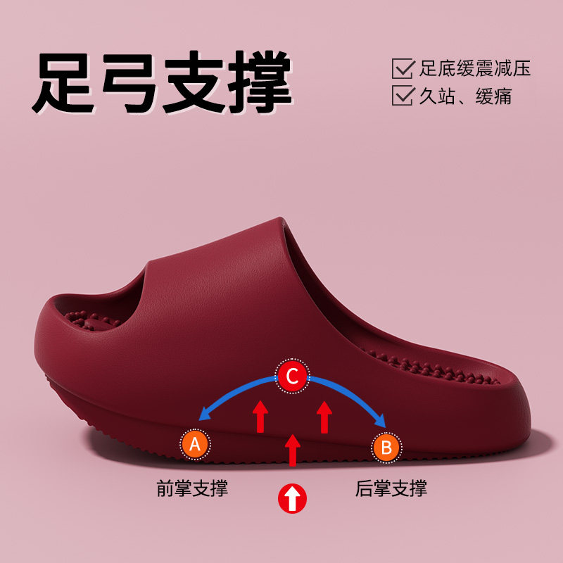 负跟前倾按摩凉拖鞋女士2026新款夏季居家室内浴室洗澡防滑一字拖