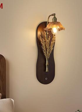 复古中古风壁灯卧室床头灯侘寂风民宿实木客厅电视背景墙灯80085