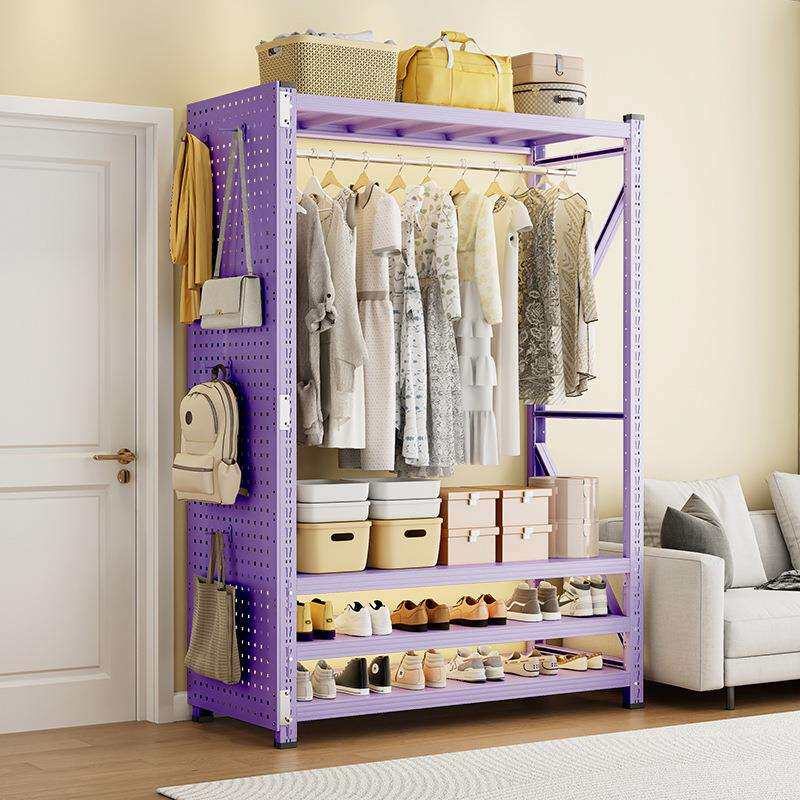 货架衣柜彩色家用卧室多层收纳架出租房宿舍角钢铁艺挂衣架置物架