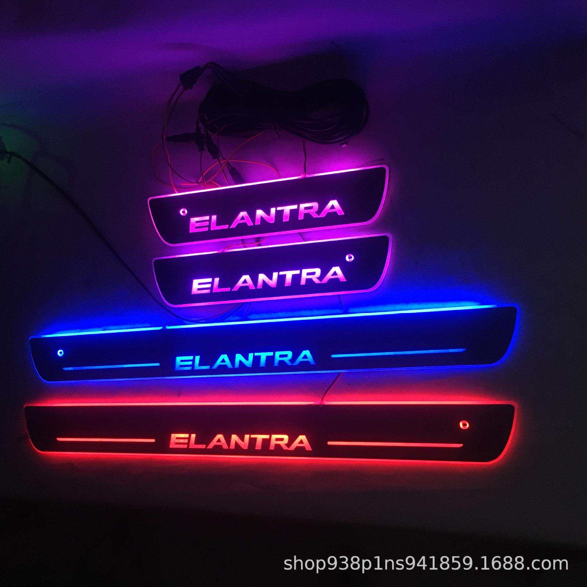 免破线款适用于伊兰特 朗动 ELANTRA门槛条流光LED灯迎宾踏板改装