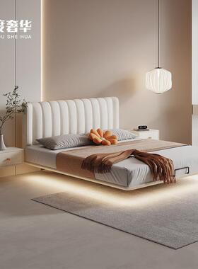 悬浮床布艺床轻奢现代北欧简约网红ins奶油风主卧1.8皮床浮空床