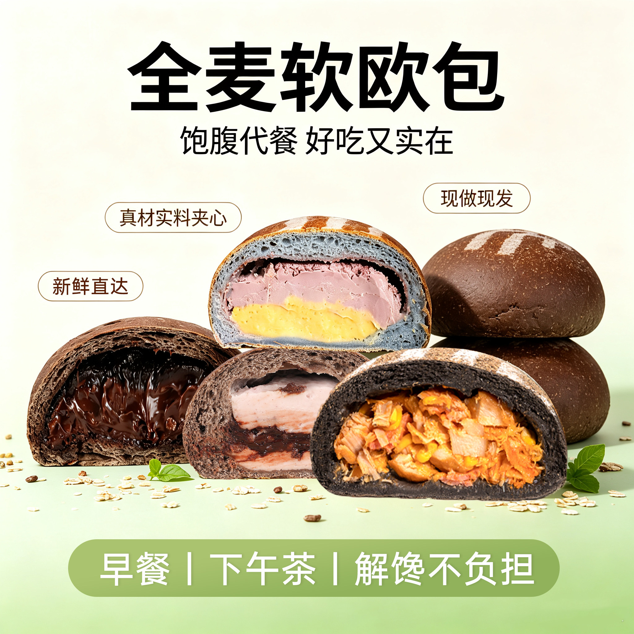 光和手感手作全麦乳酪欧包早中晚代餐夹心面包早餐饱腹即食零食