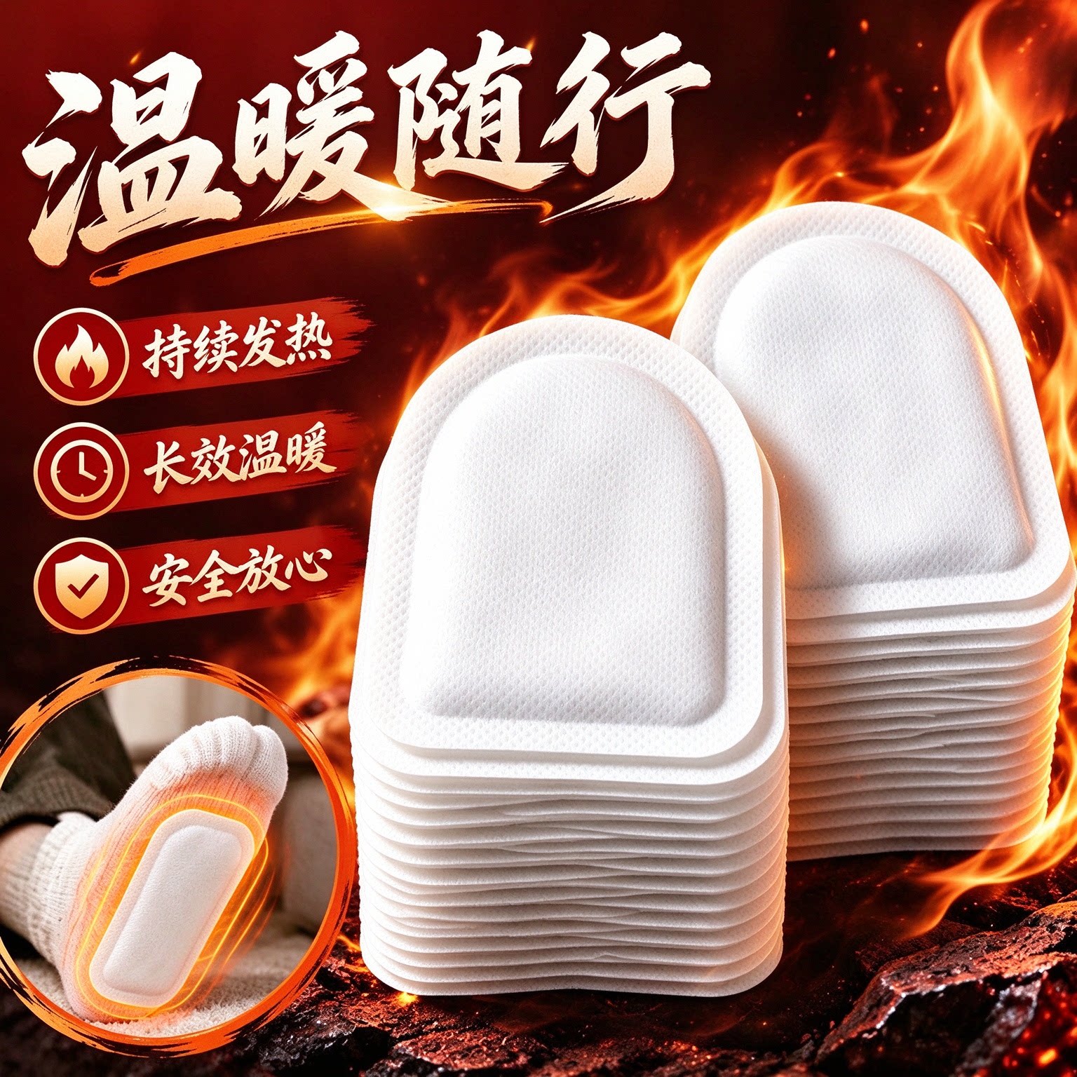 冬季艾草暖足贴120片保暖脚神器暖宝宝女贴自发热鞋垫脚底发热贴