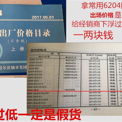 哈尔滨轴承6206 6207 6208 6209 6210 ZZ RZ 电机 高速轴承