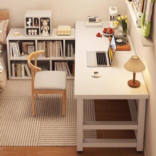 转角书桌L型电脑桌台式书柜一体家用卧室学习桌子简约办公桌