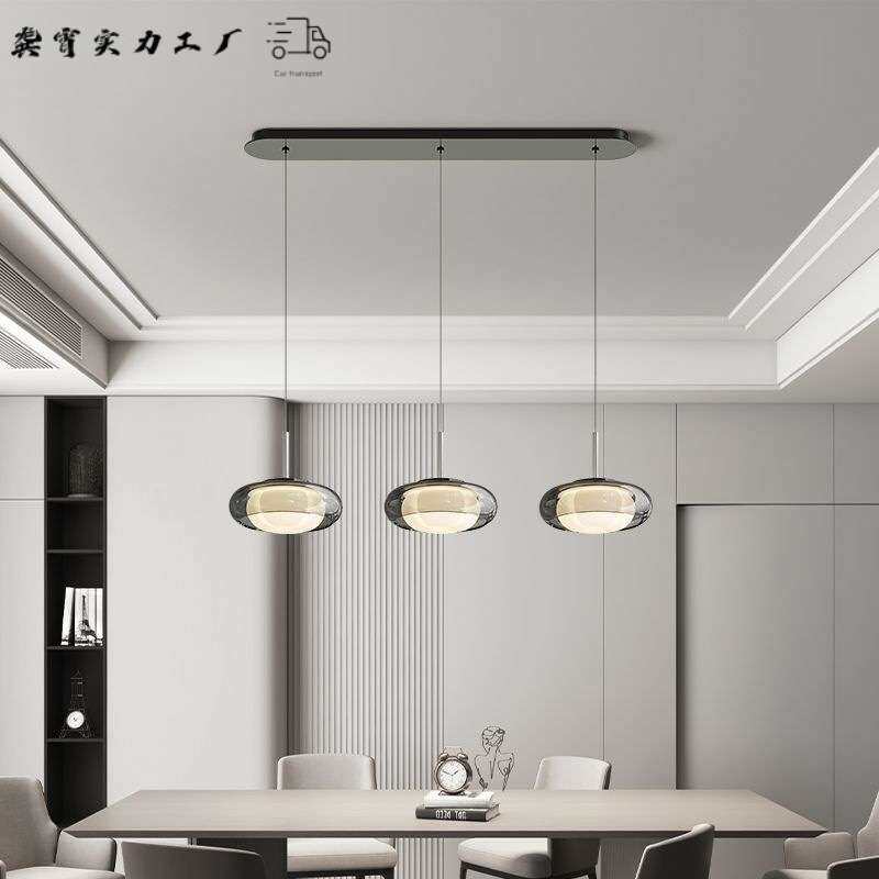 飞碟餐厅吊灯现代简约三头吧台吊灯轻奢圆形长盘餐桌饭厅中山灯具