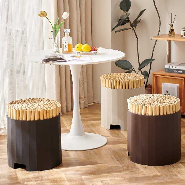 北欧塑料竹筒凳子圆凳家用加厚现代简约创意客厅餐桌餐凳竹凳,3C数码配件,摄像机配件,淘宝优惠券,粉丝福利购,淘宝优惠卷