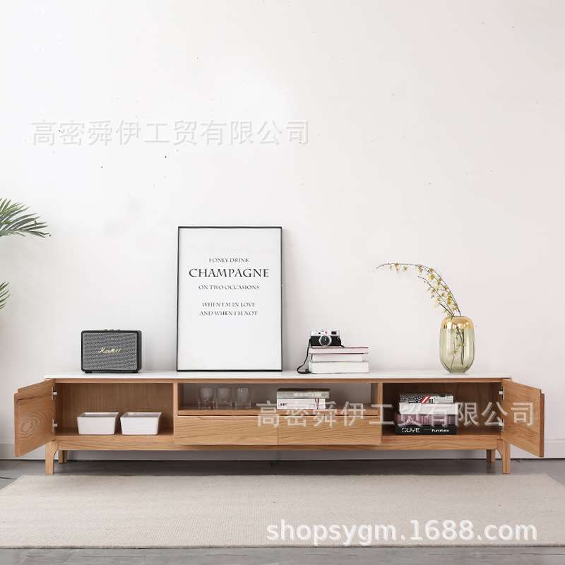 舜伊日式橡木岩板电视柜北欧创意小户型家用简约视听柜子客厅家具