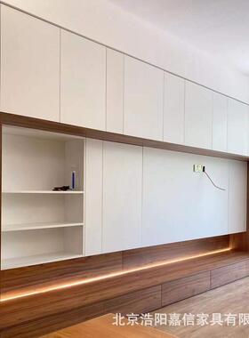 厂家全屋定制爱格板W1000搭配木纹H1181极简风格电视墙柜北京