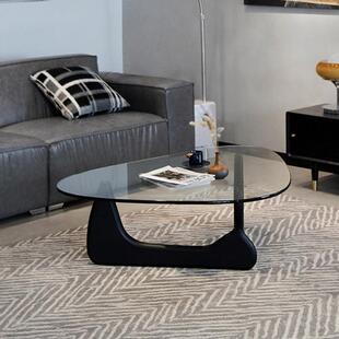 优尼居丨设计师野口勇Noguch三角茶几钢化玻璃黑色意式创意原木