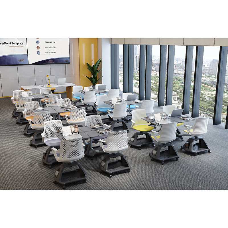 学生塑料培训椅靠背扶手带桌板写字板加大员工办公带轮会议室椅子