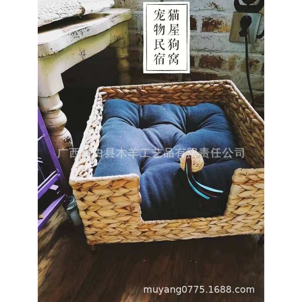 猫床猫咪沙发产仔宠物窝垫子猫爬架可拆洗香蕉叶藤编猫窝收纳幼猫