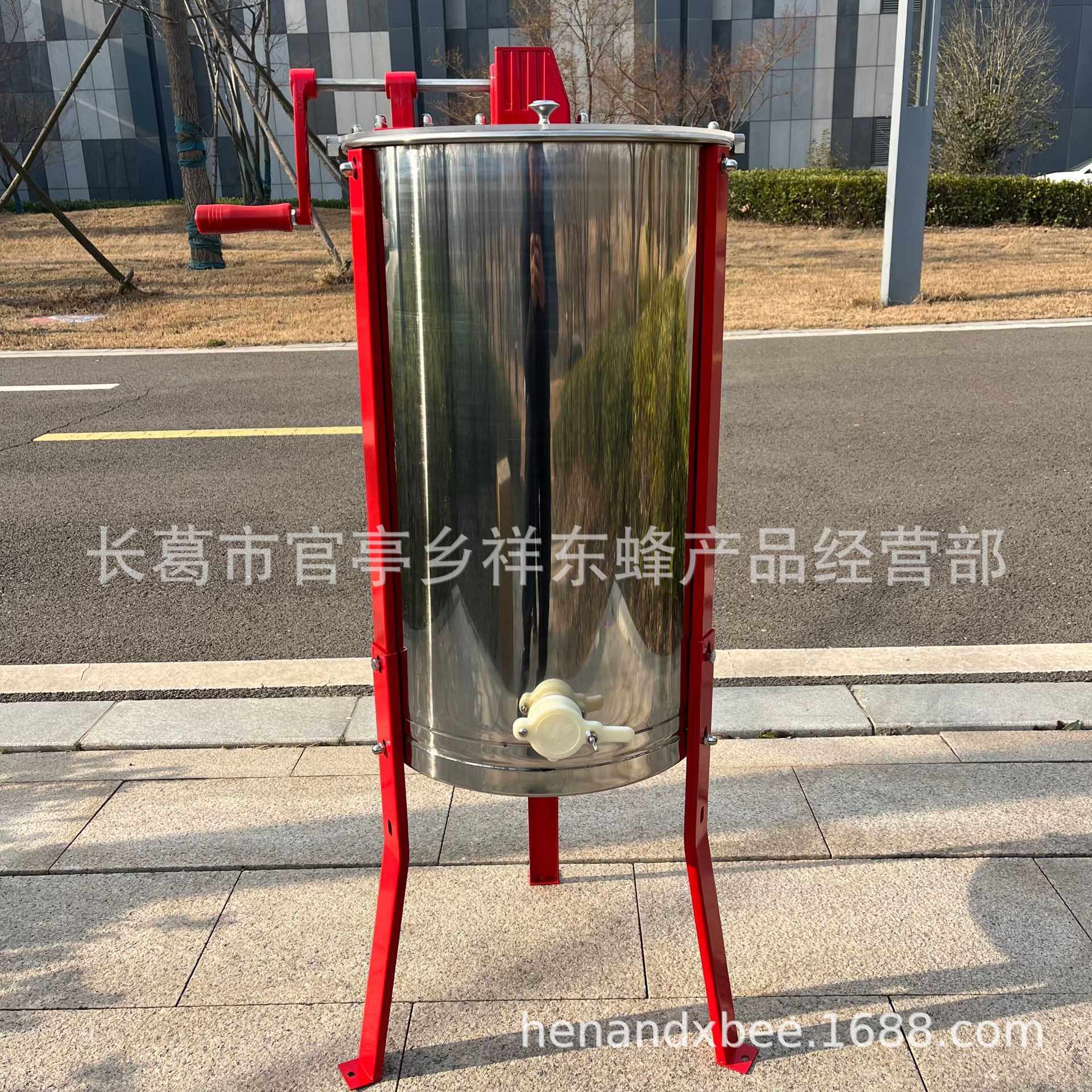 现货供应手动3框支架不锈钢摇蜜机带流蜜口两框封闭齿商用