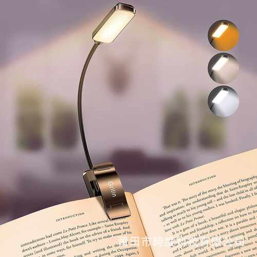 爆款Gritin 9 LED Rechargeable Book Light 阅读夹子灯