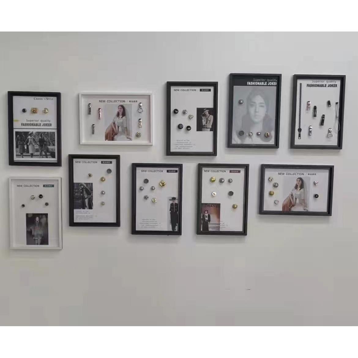 五金纽扣辅料展示框样板拉链头四合扣手缝扣弹簧扣样品卡展板相框