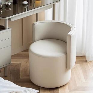 轻奢风梳妆凳椅子奶油风家用卧室靠背凳现代简约化妆凳可旋转圆凳