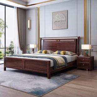 乌金木新中式实木床1.5米现代简约高箱床1.8米双人床大床主卧婚床