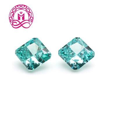6A冰花切帕拉伊巴色锆石 正方倒角合成立方氧化锆7x7mm~12x12mm