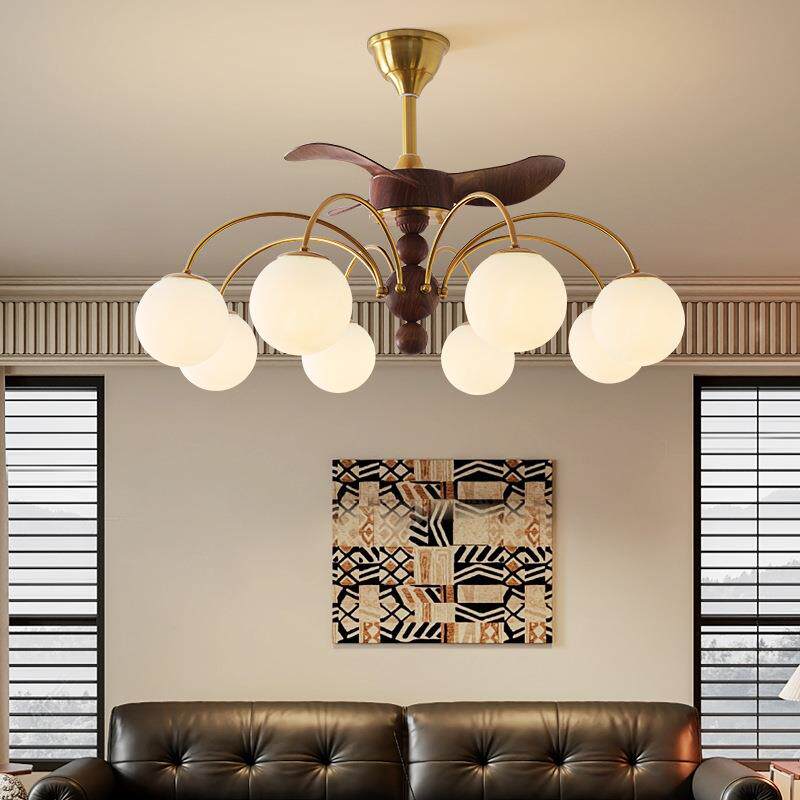 美式复古客厅吊灯现代简约卧室灯新款风扇一体中古风全光谱护眼灯