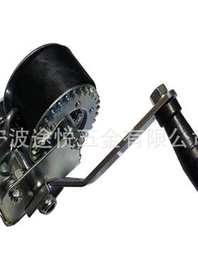 厂家供应800LBS拖车绞盘 手摇绞车带6米黑色织带 游艇手动绞盘