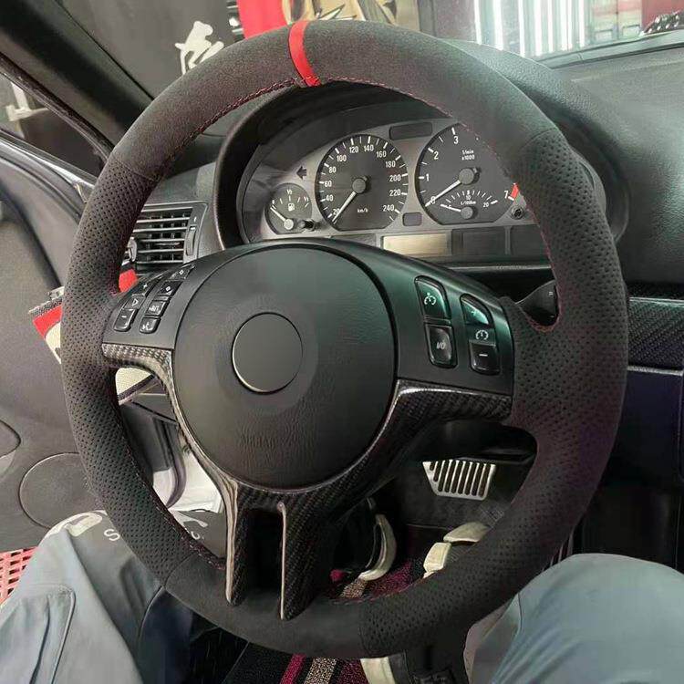手缝方向盘套打孔翻毛适用宝马E46手缝汽车方向盘套厂家