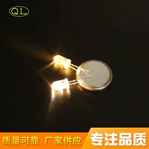 厂家供应发光二极管直插式LED灯珠5mm/F5圆头暖白光无边暖色