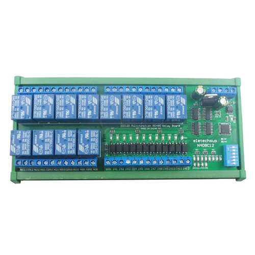 N4D8C12隔离12入12出RS485继电器Modbus RTU协议DIN35轨道外壳PLC