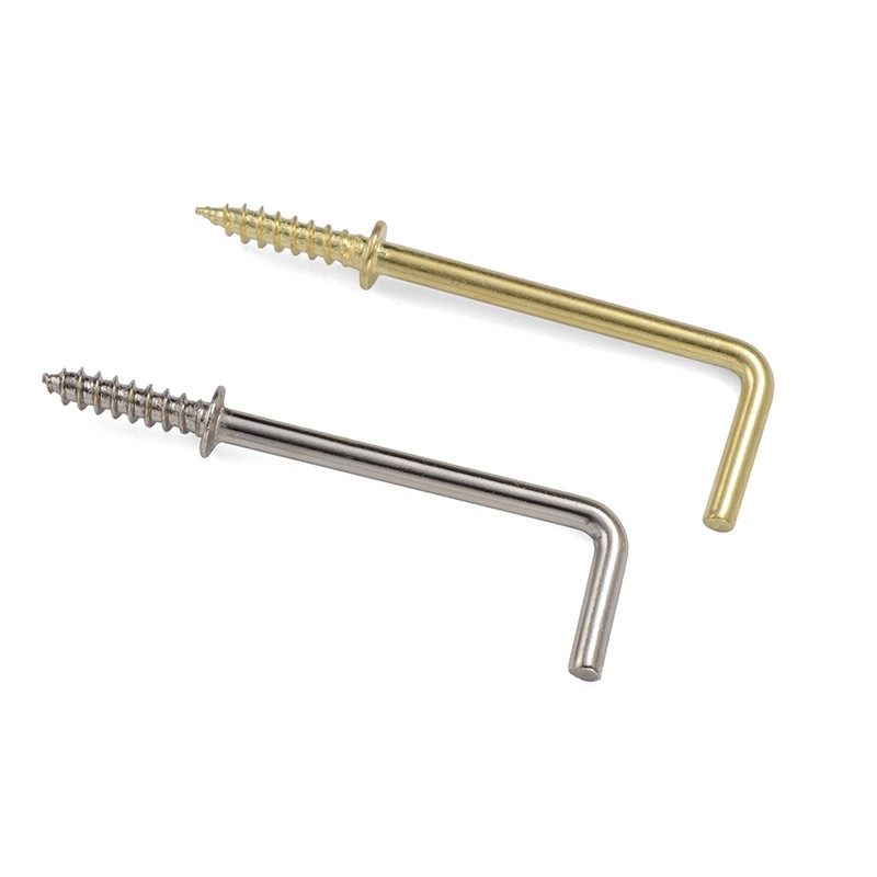 镀铜七字钩自攻螺丝直角钩 镀镍7字螺丝7字钩相框挂钩螺丝L型螺丝