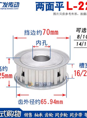 同步轮 L22/齿/T 两面平 同步皮带轮 AF型 槽宽16/21 通孔/键槽
