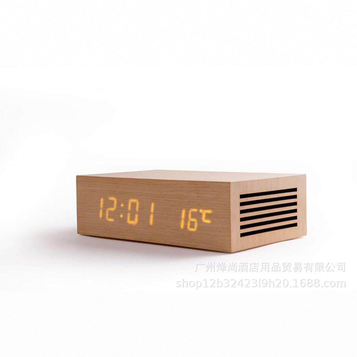 美时 HM9原木蓝牙充电闹钟音箱 无线蓝牙播放器闹钟功能 温度显示