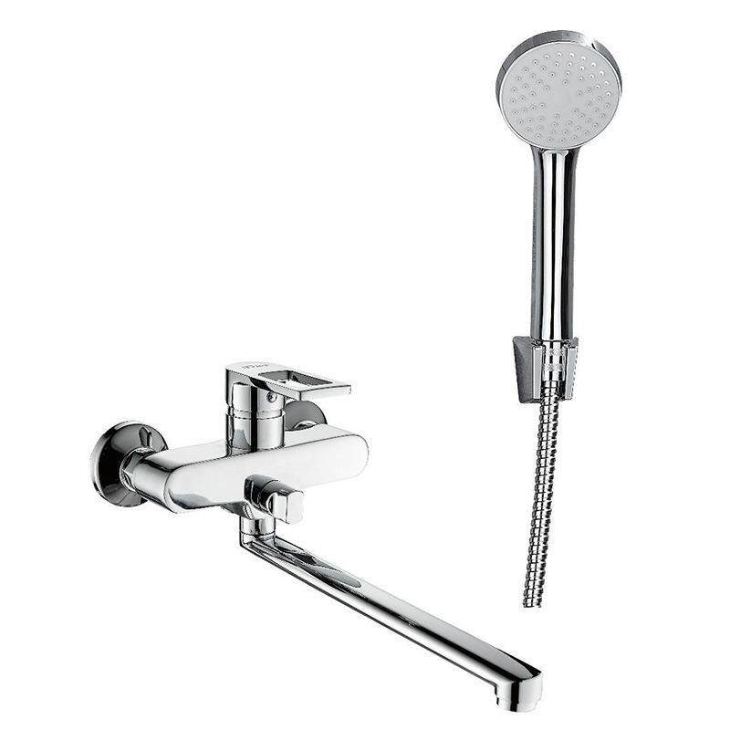 热销镀铬壁挂式单手柄长颈淋浴龙头浴室冷热混合器