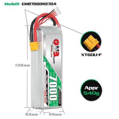 GNB高能7000mAh 4S 14.8V 70C/140C遥控RC车船模直升机锂电池LiPo