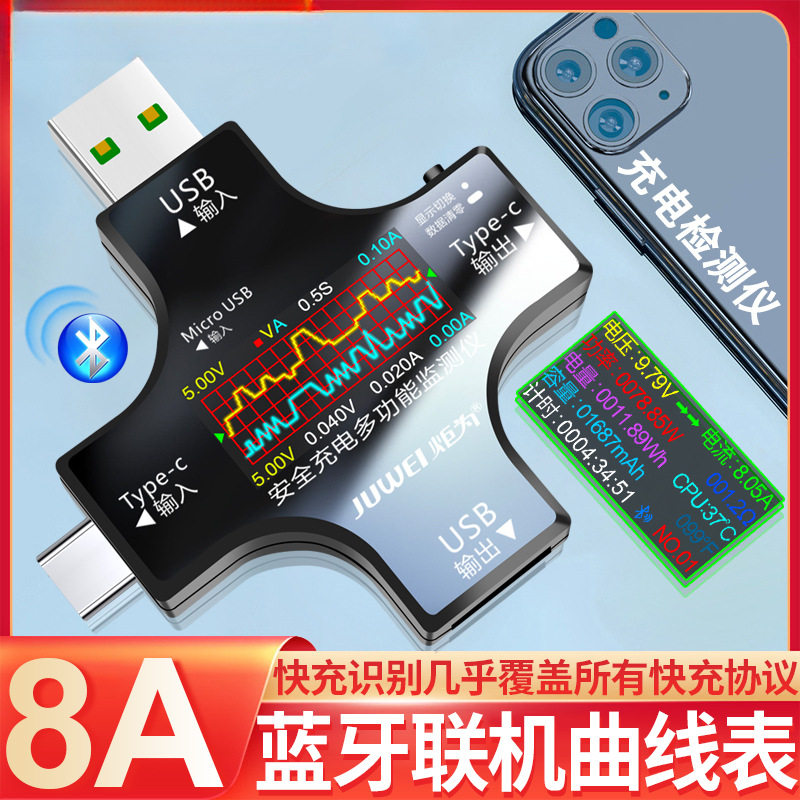 Type-cpd手机充电器检测仪直流电压电流表功率计usb测试纹波