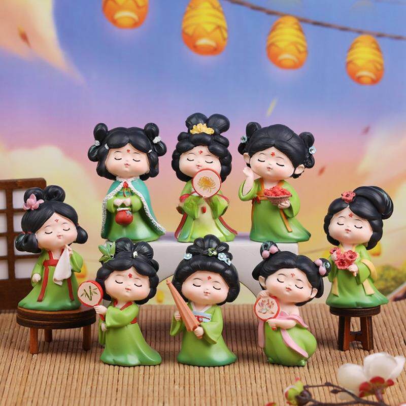 国潮唐宫夜梦古风唐仕女树脂娃娃桌面小摆件工艺品礼品