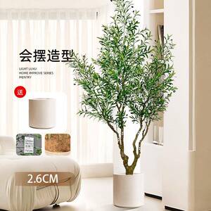 亚马逊跨境热销仿真大型橄榄树绿植盆栽芙蓉花居落地摆件室内装饰