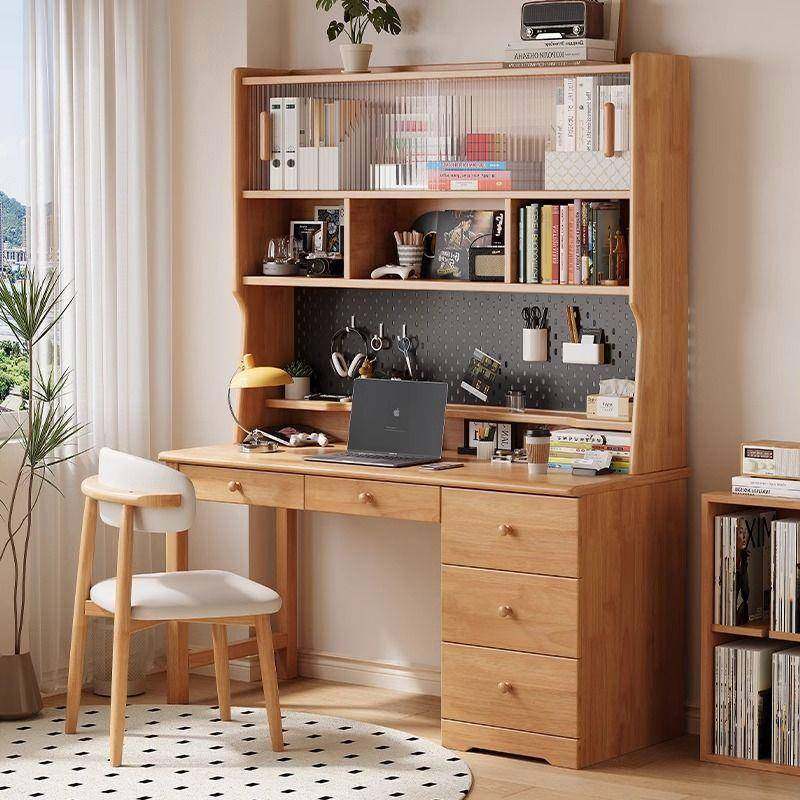 北欧实木书桌书架一体学生家用多功能洞洞板学习桌书柜组合电脑桌,电子元器件市场,其它元器件,淘宝优惠券,粉丝福利购,淘宝优惠卷