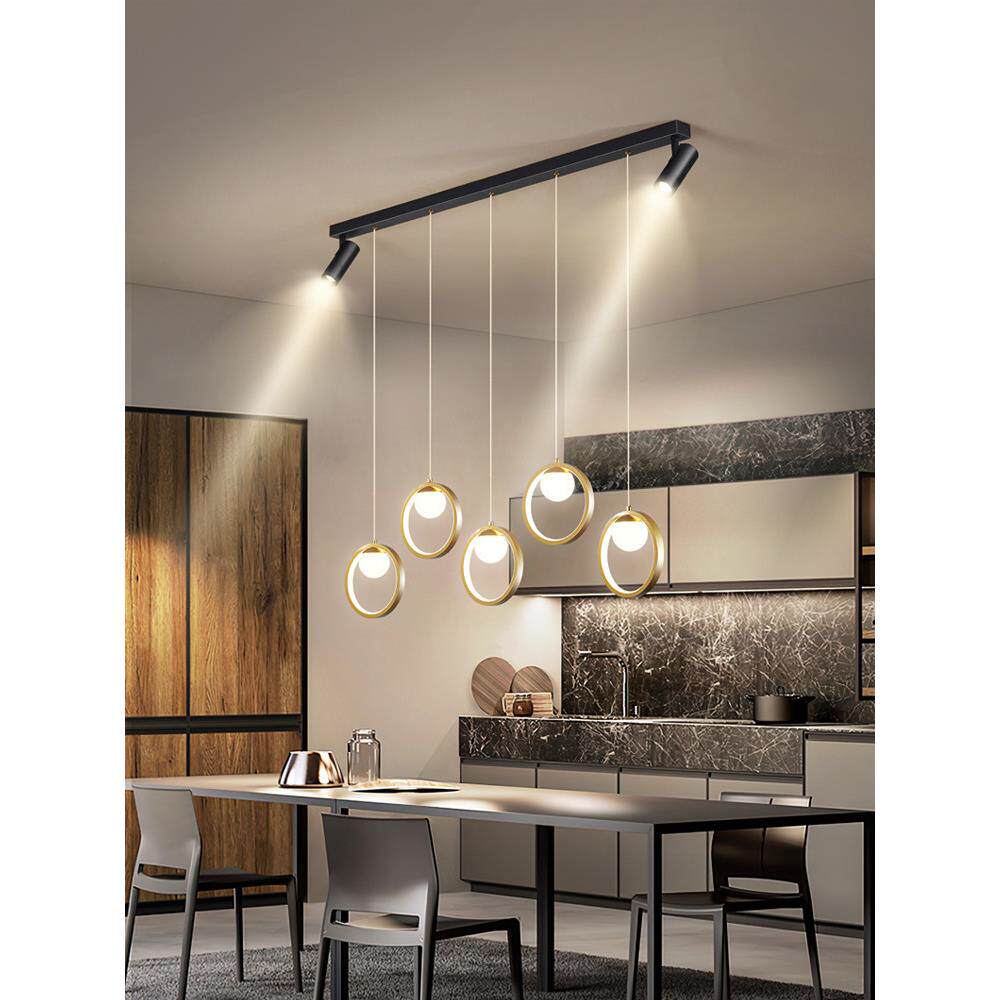 餐厅灯现代简约 家用三头led餐桌灯具轻奢长条吧台射灯客厅吊灯