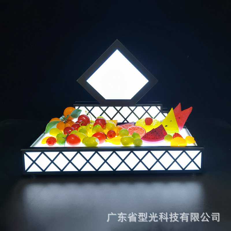 led发光菱形果盘酒吧创意网格ktv果盘单层网红蛋糕零食小吃拼盘