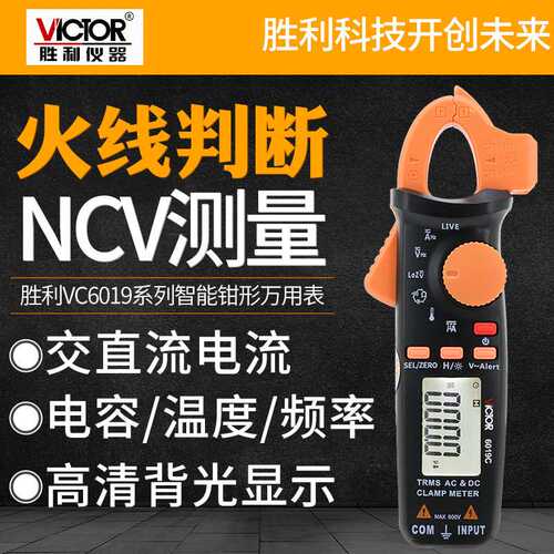 胜利VC6019C数字钳形表高精度钳型电流表自动交直流200A数字式
