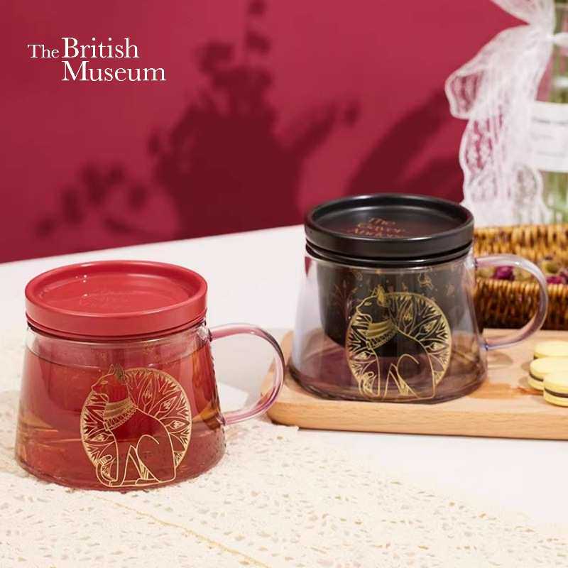 大英博物馆盖亚·安德森猫系列 带盖带茶漏 花茶杯泡茶杯礼盒 黑