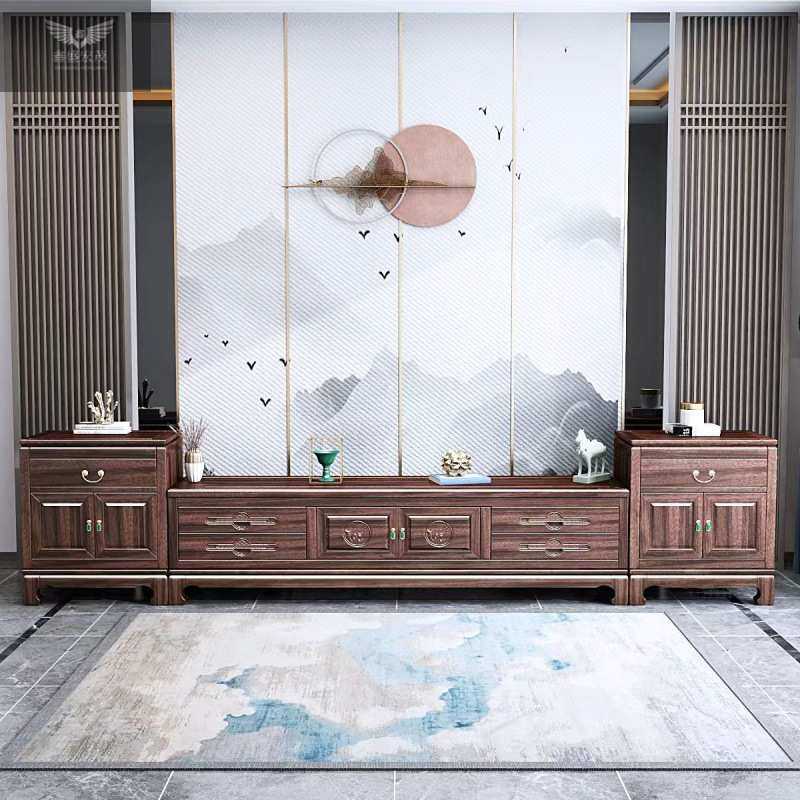 中国风新中式 新古典乌金木实木电视柜 整装 一体 现代落地新款,3C数码配件,摄像机配件,淘宝优惠券,粉丝福利购,淘宝优惠卷