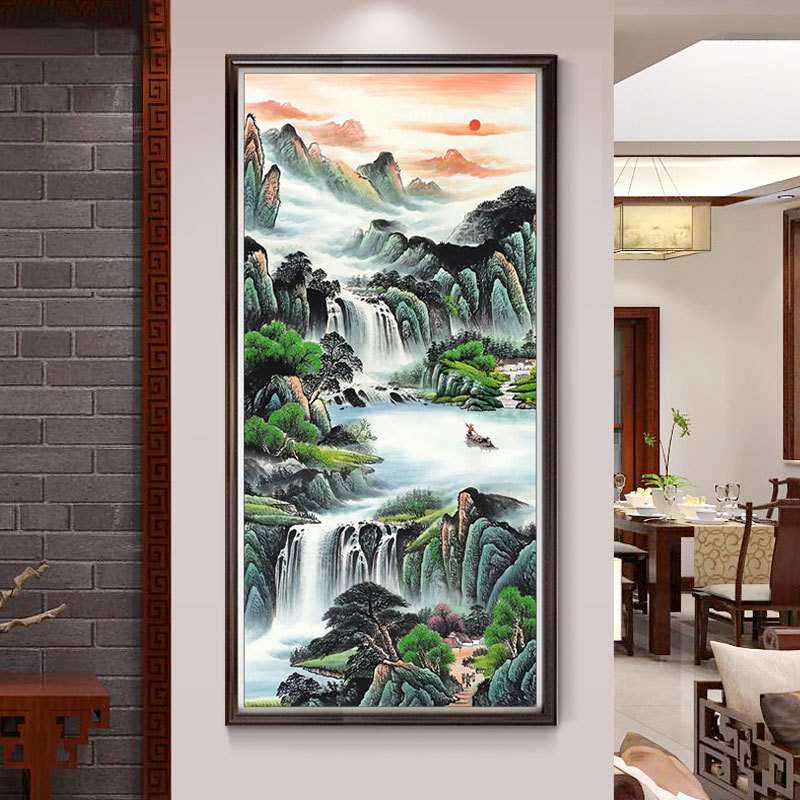 厂家直销一件代发十字绣钻石画山水风景流水生财