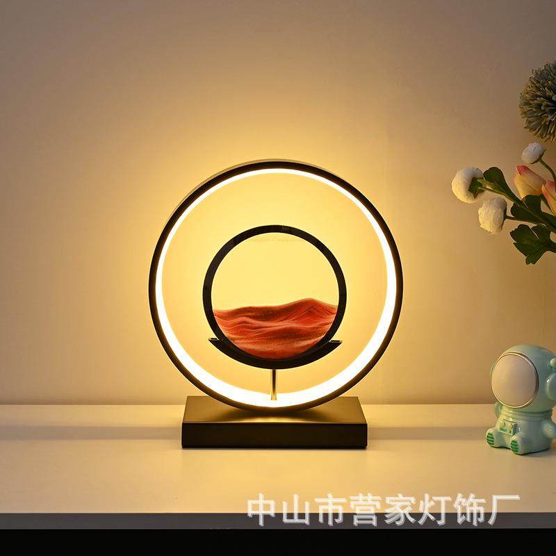 创意3D沙漏流沙画办公室客厅桌面装饰电视柜玄关书房摆件台灯led
